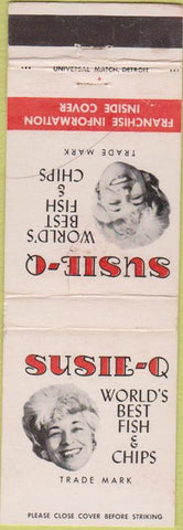 Matchbook Cover - Susie Q Fish Chips Bloomfield Hills MI girlie WEAR