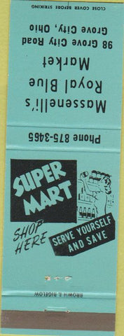 Matchbook Cover - Massenelli's Royal Blue Market Grove City OH