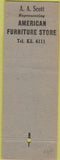 Matchbook Cover - American Furniture Store Milwaukee WI