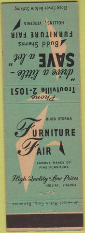 Matchbook Cover - Budd Stearns Furniture Fair Hollins VA