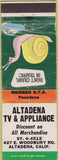 Matchbook Cover - Altadena TV Appliance CA WEAR