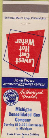 Matchbook Cover - Michigan Gas Co water heaters