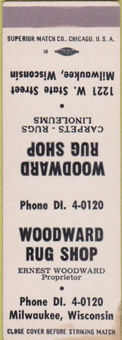 Matchbook Cover - Woodward Rug Shop Milwaukee WI STAINED
