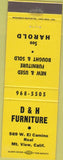 Matchbook Cover - D and H Furniture Mount View CA