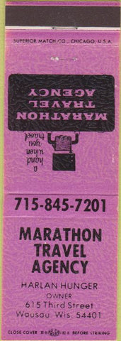 Matchbook Cover - Marathon Travel Agency Wausau WI