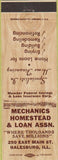 Matchbook Cover - Mechanics Homestead Loan Galesburg IL WORN