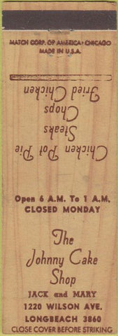 Matchbook Cover - Johnny Cake Shop Long Chicago IL