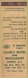 Matchbook Cover - Clark's Motel Restaurant Santee SC