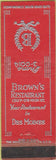 Matchbook Cover - Brown's Restaurant Des Moines IA