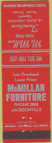Matchbook Cover - McMillan Furniture Jacksonville FL