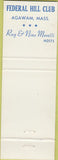 Matchbook Cover - Federal Hill Club Agawam MA