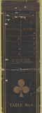 Matchbook Cover - Bridge Table #4 Clubs POOR