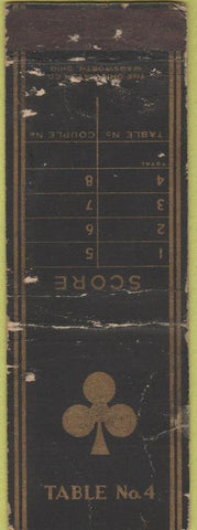 Matchbook Cover - Bridge Table #4 Clubs POOR