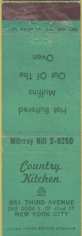 Matchbook Cover - Country Kitchen New York City WEAR