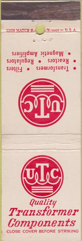 Matchbook Cover - UTC Transformer Components