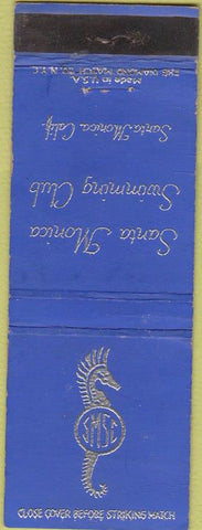 Matchbook Cover - Santa Monica Swimming Club CA seahorse