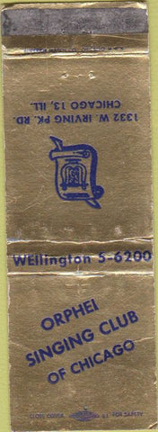 Matchbook Cover - Orphei Singing Club Chicago IL WEAR