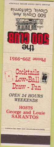 Matchbook Cover - 500 Club Clovis CA