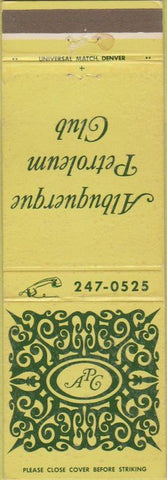 Matchbook Cover - Albuquerque Petroleum Club NM