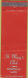 Matchbook Cover - St Mary's Club Bondsville MA
