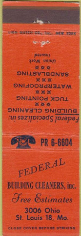 Matchbook Cover - Federal Building Cleaners St Louis MO
