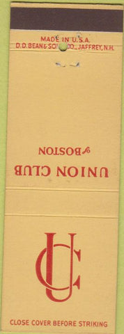 Matchbook Cover - Union Club Boston MA