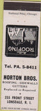 Matchbook Cover - Horton Bros Roofing Lonsdale RI siding