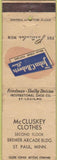 Matchbook Cover - McCluskey Clothes St Paul MN POOR