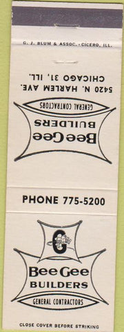 Matchbook Cover - Bee Gee Builders Chicago IL contractors