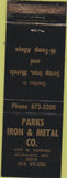 Matchbook Cover - Parks Iron Metal Milwaukee WI WEAR