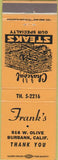 Matchbook Cover - Frank's Steaks Burbank CA
