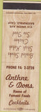 Matchbook Cover - Anthne Dons Restaurant Bakersfield CA