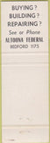 Matchbook Cover - Altoona Federal Savings Loan Bedford PA