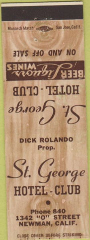 Matchbook Cover - St George Hotel Club Newman CA
