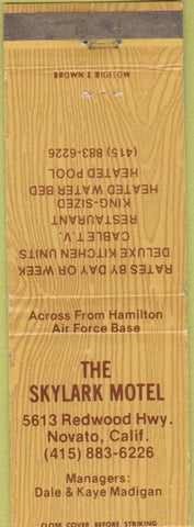 Matchbook Cover - Skylark Motel Novato CA