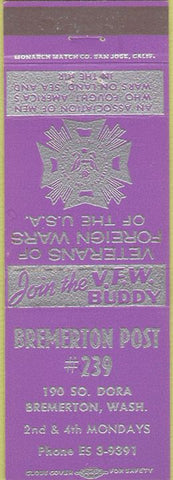 Matchbook Cover - VFW Bermerton WA