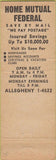 Matchbook Cover - Home Mutual Savings Loan Pittsburgh Dormont PA