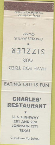 Matchbook Cover - Charles Restaurant Johnson City TX