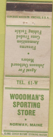Matchbook Cover - Woodman's Sporting Store Norway ME WEAR