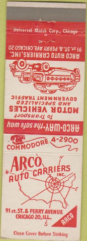 Matchbook Cover - Arco Auto Carriers Trucking Chicago IL WORN