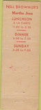 Matchbook Cover - Nell Brownlee's Martha Jean San Francisco CA restaurant