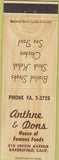 Matchbook Cover - Anthne Dons Restaurant Bakersfield CA