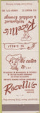 Matchbook Cover - Roselli's Restaurant Kansas City MO