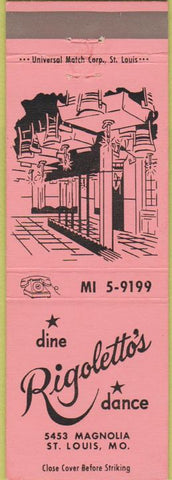 Matchbook Cover - Rigoletto's Restaurant St Louis MO