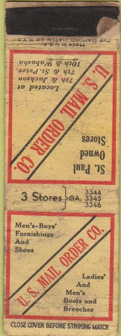 Matchbook Cover - US Mail Order Co Clothes St Paul MN POOR