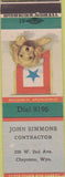 Matchbook Cover - John Simmons Contractor Cheyenne WY Grier Lumber