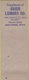 Matchbook Cover - John Simmons Contractor Cheyenne WY Grier Lumber