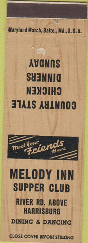 Matchbook Cover - Melody Inn Supper Club Harrisburg PA