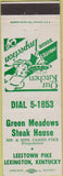 Matchbook Cover - Green Meadows Steak House Lexington KY