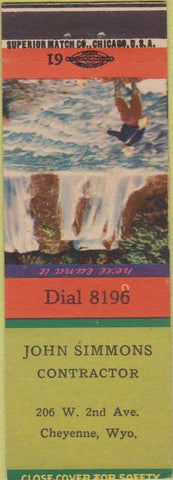 Matchbook Cover - John Simmons Contractor Cheyenne WY Grier Lumber